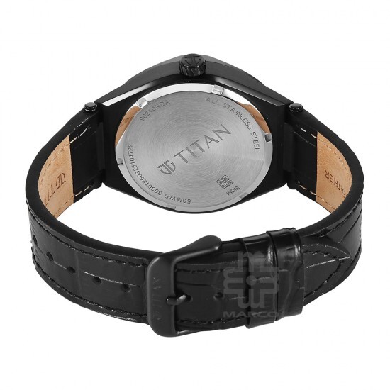 Titan Classique Contour 90210NL01 Black Dial Leather Strap Men Watch
