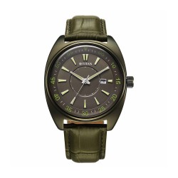 Titan Classique Tonneau 90211QL01 Green Dial Leather Strap Men Watch