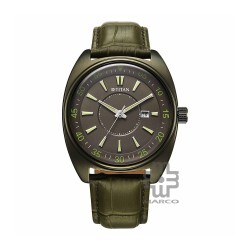 Titan Classique Tonneau 90211QL01 Green Dial Leather Strap Men Watch