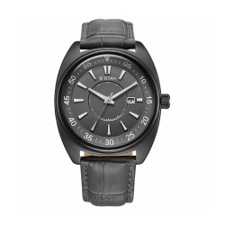 Titan Classique Tonneau 90211QL02 Grey Dial Leather Strap Men Watch