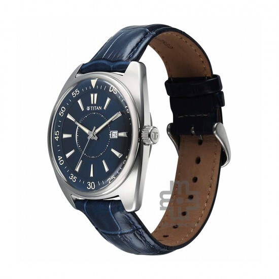 Titan Classique Tonneau 90211SL01 Blue Dial Leather Strap Men Watch