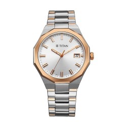 Titan Regalia Dodecagon 90212KM01 Silver Dial Stainless Steel Strap Men Watch