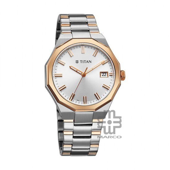 Titan Regalia Dodecagon 90212KM01 Silver Dial Stainless Steel Strap Men Watch