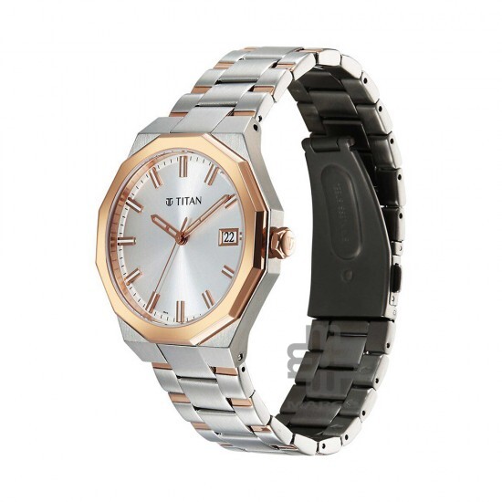 Titan Regalia Dodecagon 90212KM01 Silver Dial Stainless Steel Strap Men Watch