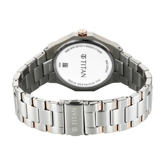 Titan Regalia Dodecagon 90212KM01 Silver Dial Stainless Steel Strap Men Watch