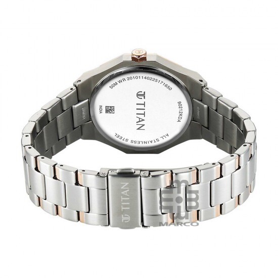 Titan Regalia Dodecagon 90212KM01 Silver Dial Stainless Steel Strap Men Watch
