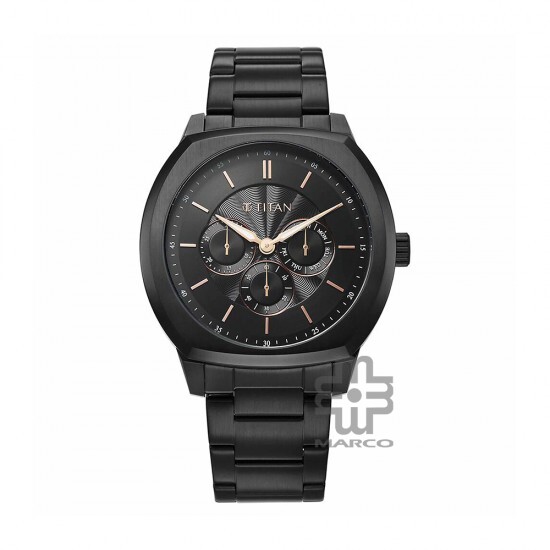 Titan Regalia Arc 90213NM01 Black Dial Stainless Steel Strap Men Watch