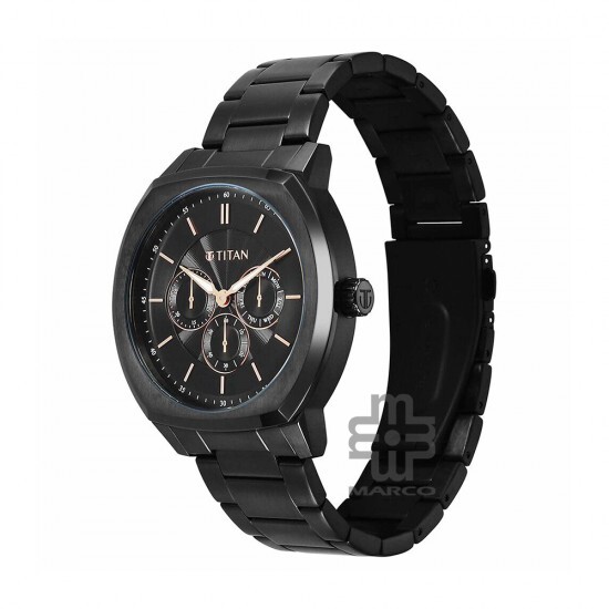 Titan Regalia Arc 90213NM01 Black Dial Stainless Steel Strap Men Watch