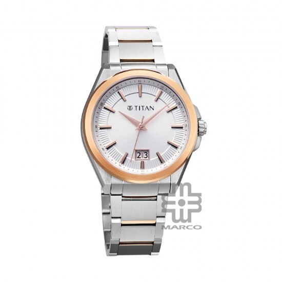 Titan Classique Big Date 90219KM01 Silver Dial Stainless Steel Strap Men Watch