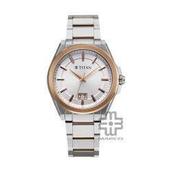 Titan Classique Big Date 90219KM01 Silver Dial Stainless Steel Strap Men Watch