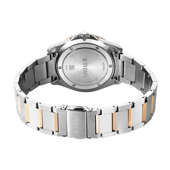 Titan Classique Big Date 90219KM01 Silver Dial Stainless Steel Strap Men Watch