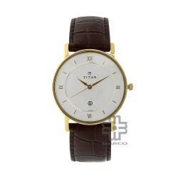 Titan Quartz 9162YL01 White Dial Leather Strap Men Watch