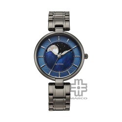 Titan Noor Collection 95086QM01 Blue Dial Stainless Steel Strap Women Watch