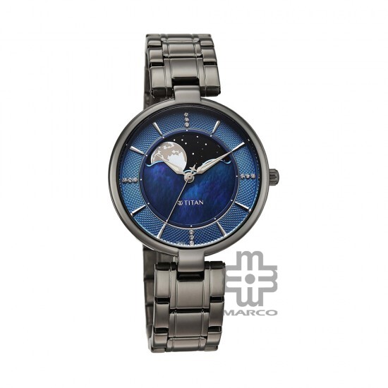 Titan Noor Collection 95086QM01 Blue Dial Stainless Steel Strap Women Watch