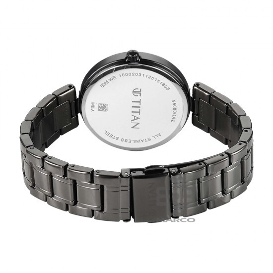 Titan Noor Collection 95086QM01 Blue Dial Stainless Steel Strap Women Watch