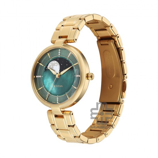 Titan Noor Collection 95086YM01 Green Dial Stainless Steel Strap Women Watch