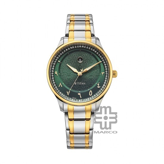 Titan Noor Collection 95185BM01 Green Dial Stainless Steel Strap Women Watch
