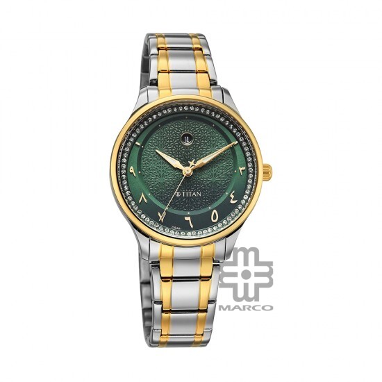 Titan Noor Collection 95185BM01 Green Dial Stainless Steel Strap Women Watch