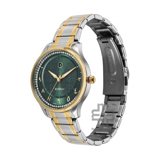 Titan Noor Collection 95185BM01 Green Dial Stainless Steel Strap Women Watch