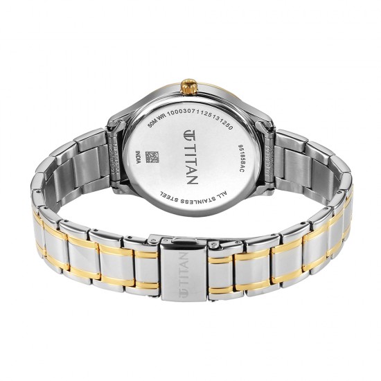 Titan Noor Collection 95185BM01 Green Dial Stainless Steel Strap Women Watch