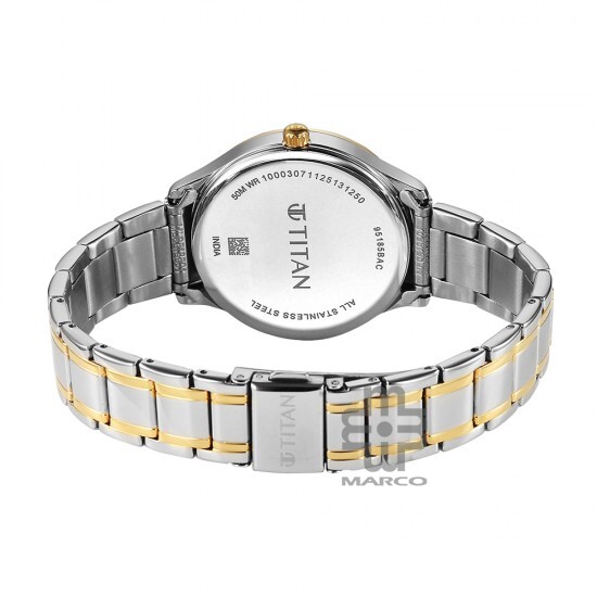 Titan Noor Collection 95185BM01 Green Dial Stainless Steel Strap Women Watch
