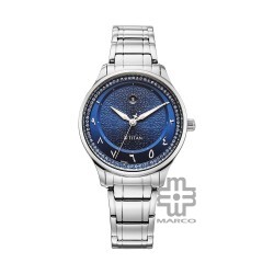 Titan Noor Collection 95185SM01 Blue Dial Stainless Steel Strap Women Watch