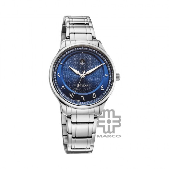 Titan Noor Collection 95185SM01 Blue Dial Stainless Steel Strap Women Watch