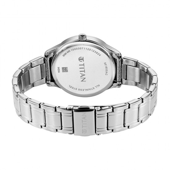 Titan Noor Collection 95185SM01 Blue Dial Stainless Steel Strap Women Watch
