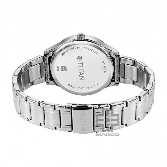 Titan Noor Collection 95185SM01 Blue Dial Stainless Steel Strap Women Watch