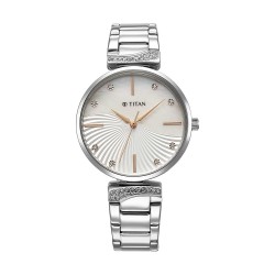 Titan Purple Style Up 95237SM01 Mother Of Pearl Dial Stainless Steel Strap Women Watch