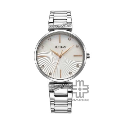 Titan Purple Style Up 95237SM01 Mother Of Pearl Dial Stainless Steel Strap Women Watch