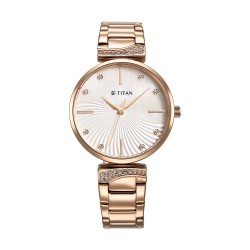 Titan Purple Style Up 95237WM01 Mother Of Pearl Dial Stainless Steel Strap Women Watch