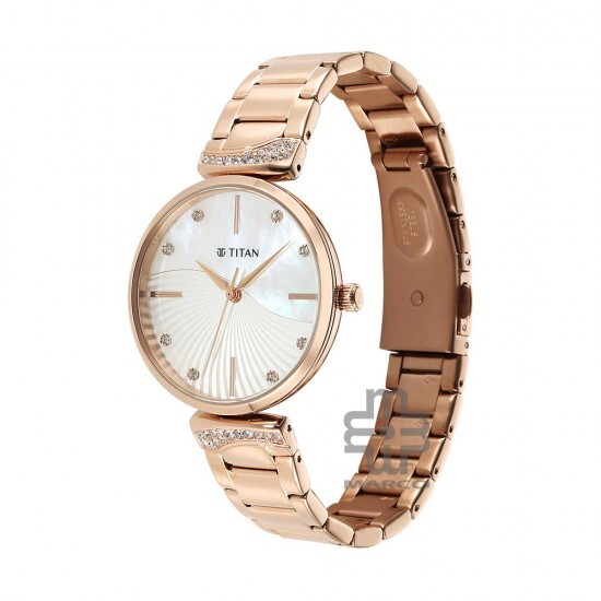 Titan Purple Style Up 95237WM01 Mother Of Pearl Dial Stainless Steel Strap Women Watch