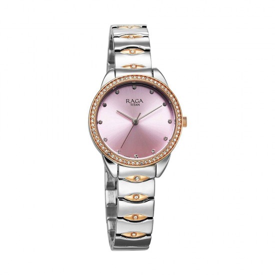 Titan Raga Showstopper 95281KM01 Purple Dial Metal Strap Quartz Women's Watch