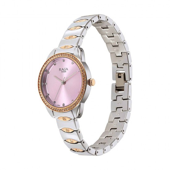 Titan Raga Showstopper 95281KM01 Purple Dial Metal Strap Quartz Women's Watch