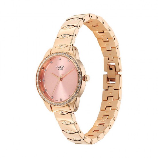 Titan Raga Showstopper 95281WM01 Purple Dial Metal Strap Quartz Women's Watch
