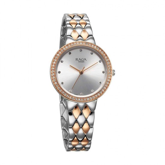 Titan Raga Showstopper 95282KM01 Silver Dial Metal Strap Quartz Women's Watch
