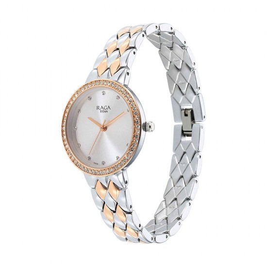 Titan Raga Showstopper 95282KM01 Silver Dial Metal Strap Quartz Women's Watch