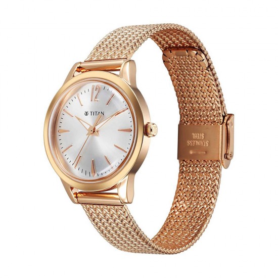 Titan Timeless Urban 95287WM01 Silver Dial Metal Strap Quartz Women's Watch