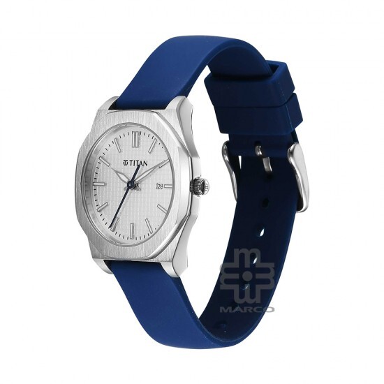 Titan Quartz 95295SP01 White Dial Silicone Strap Women Watch