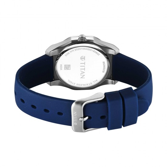 Titan Quartz 95295SP01 White Dial Silicone Strap Women Watch