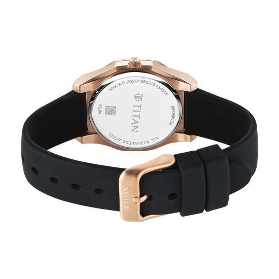 Titan Workday Wonders 95295WP01 Black Dial Silicone Strap Women Watch