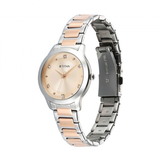 Titan Horizon 95299KM01 Rose Gold Dial Stainless Steel Strap Quartz Women's Watch