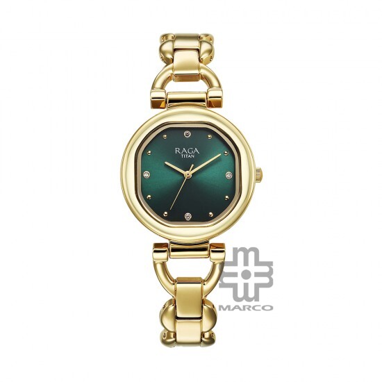Titan Raga Showstopper 95301YM01 Green Dial Metal Strap Women Watch