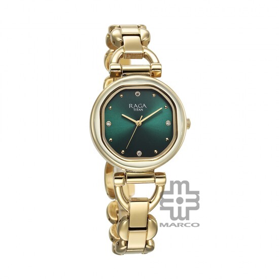 Titan Raga Showstopper 95301YM01 Green Dial Metal Strap Women Watch