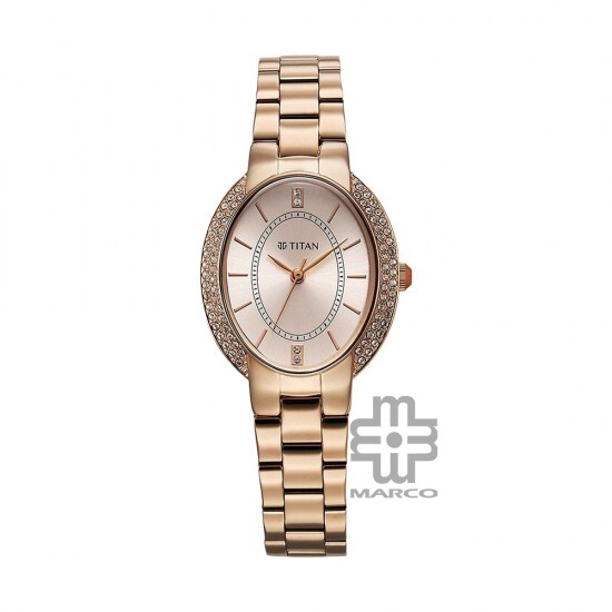Titan Metro 95304WM01 Rose Gold Dial Stainless Steel Strap Women Watch
