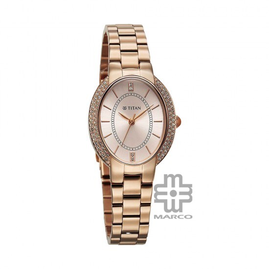 Titan Metro 95304WM01 Rose Gold Dial Stainless Steel Strap Women Watch