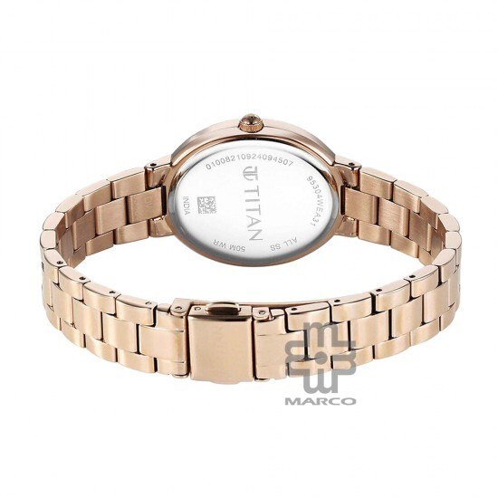 Titan Metro 95304WM01 Rose Gold Dial Stainless Steel Strap Women Watch
