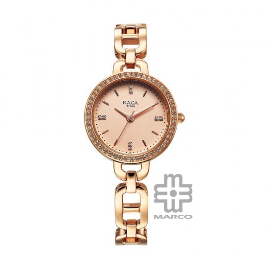 Titan Raga Showstopper 95305WM01 Rose Gold Dial Metal Strap Quartz Women's Watch