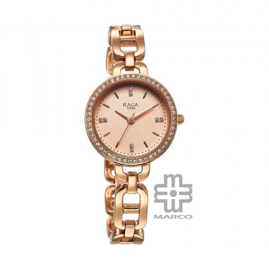 Titan Raga Showstopper 95305WM01 Rose Gold Dial Metal Strap Quartz Women's Watch